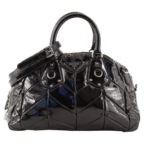 Prada Convertible Bowler Bag Chevron Patent Medium 